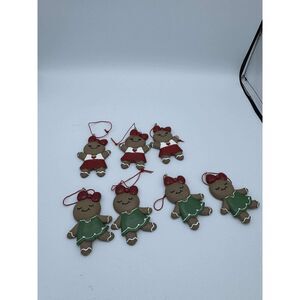 7 Gingerbread Christmas Ornaments Resin 3 1/2"